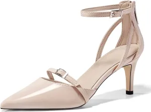 Coutgo Women's Stiletto High Heels Closed Pointed Toe Buckle Ankle Strap Pumps Wedding Party Dress Shoes