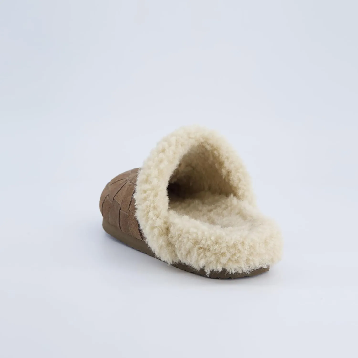 CUSHIONAIRE Cliché Genuine Suede Woven Mule Slippers for Women Indoor and Outdoor - Slip On Faux Fur Lining Women Footwear for Comfort