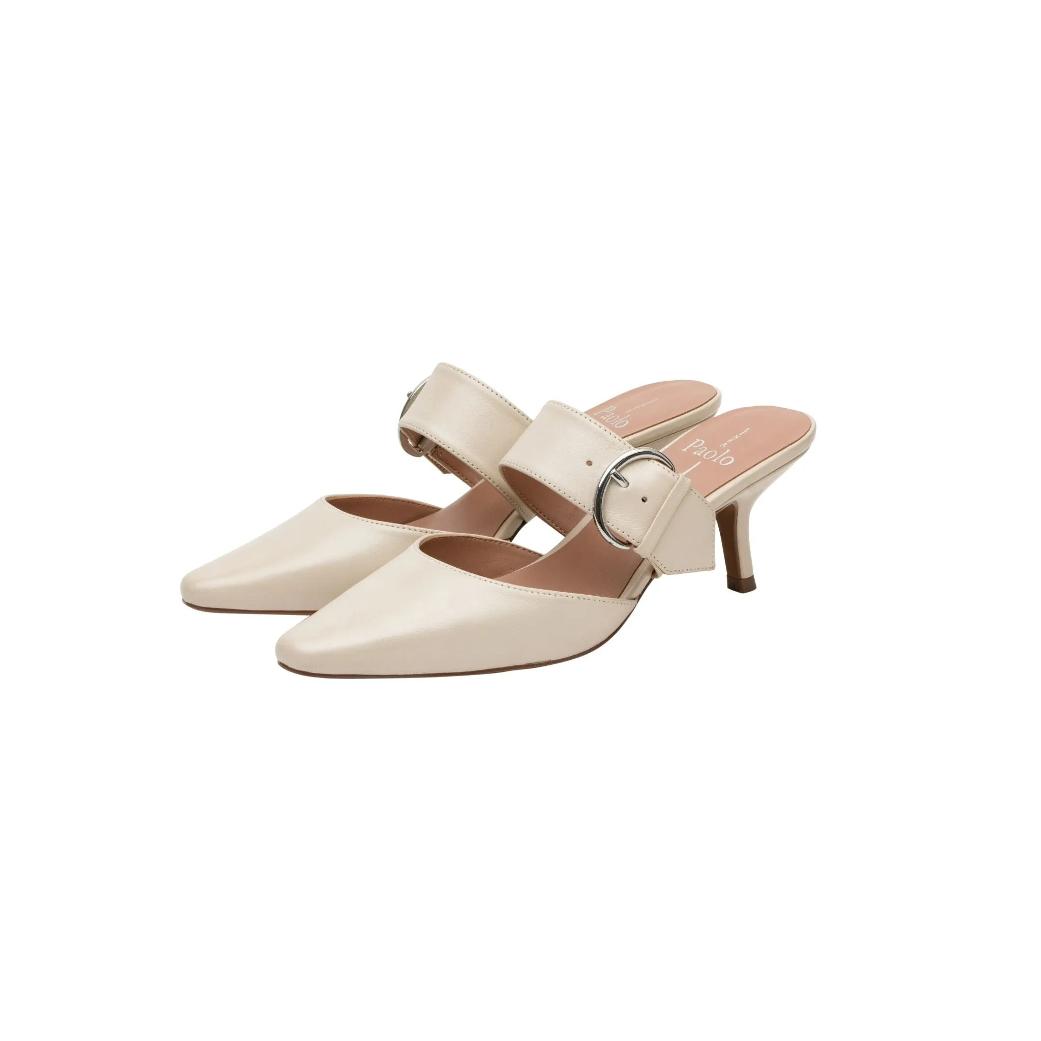 CYNTHIA | Buckled Kitten Heel Mules