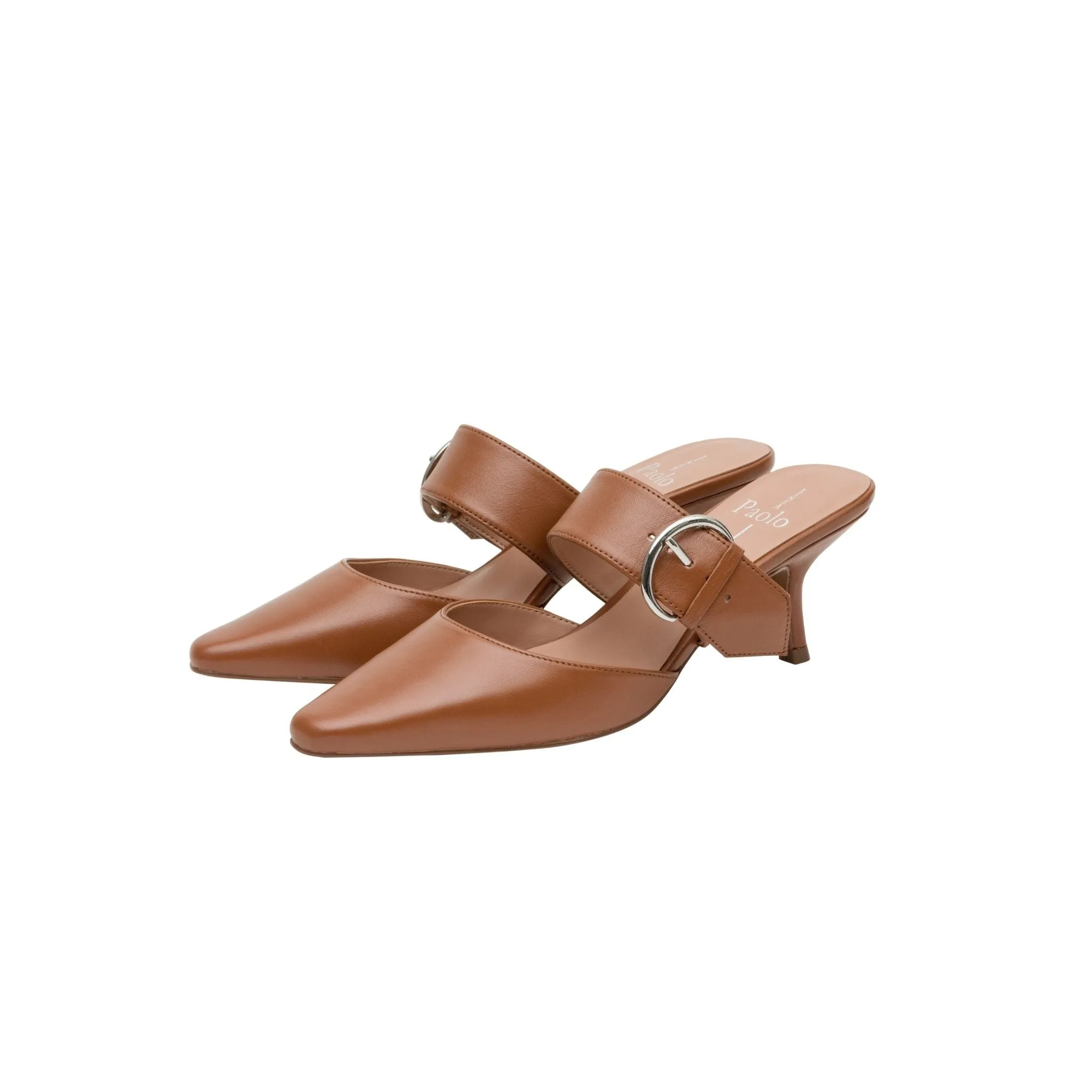 CYNTHIA | Buckled Kitten Heel Mules
