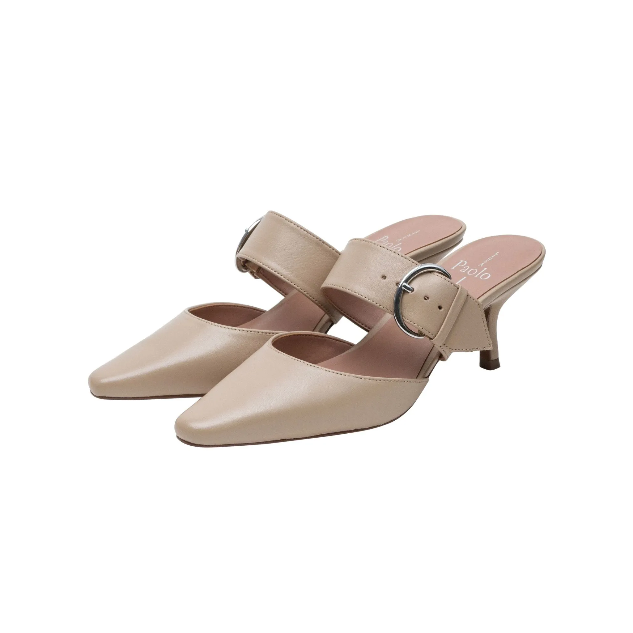 CYNTHIA | Buckled Kitten Heel Mules