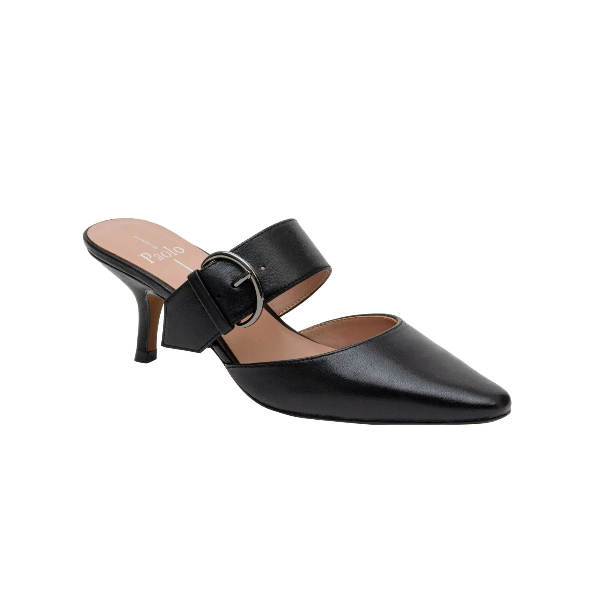 CYNTHIA | Buckled Kitten Heel Mules