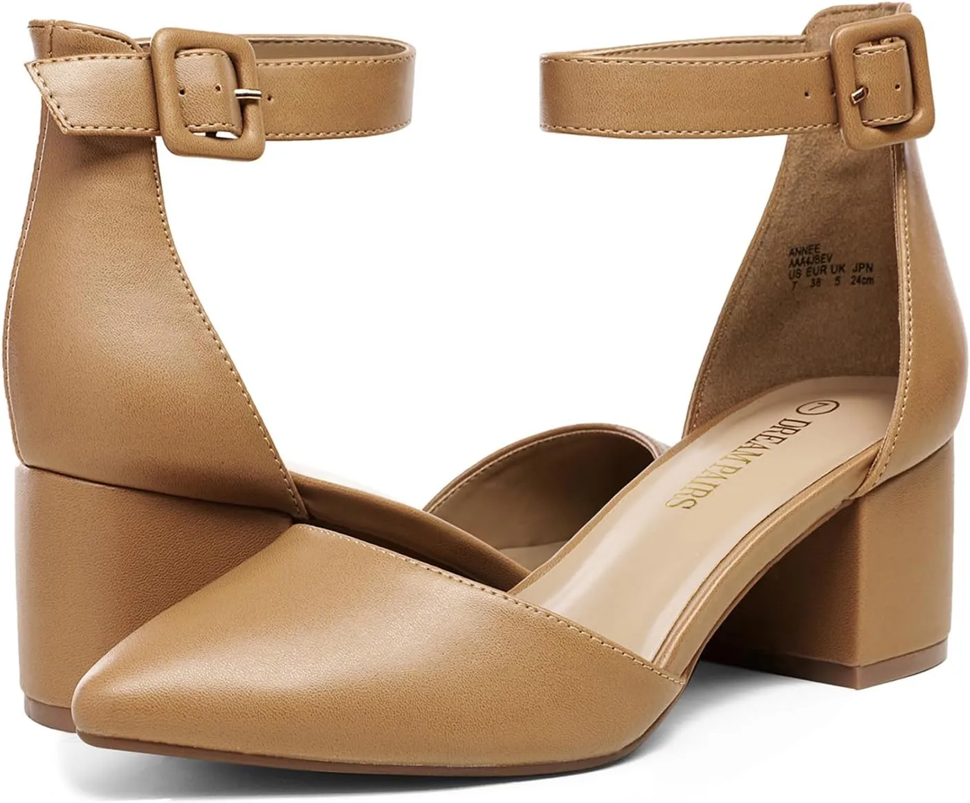DREAM PAIRS Women's Low Heel Pump Shoes