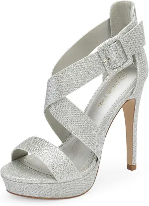 DREAM PAIRS Women's Open Toe High Stilettos Platform Party Pump Heel Sandals Charlotte