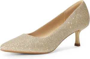DREAM PAIRS Women's Pumps Closed Toe Pointed Toe Kitten Heels for Women Party Dance Wedding Dress Shoes for Women