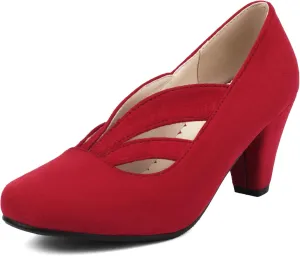 Elerhythm Women's Mary Jane Vintage Heels Gatsby 1920s Pumps Closed Round Toe 1950s Victorian Retro Shoes