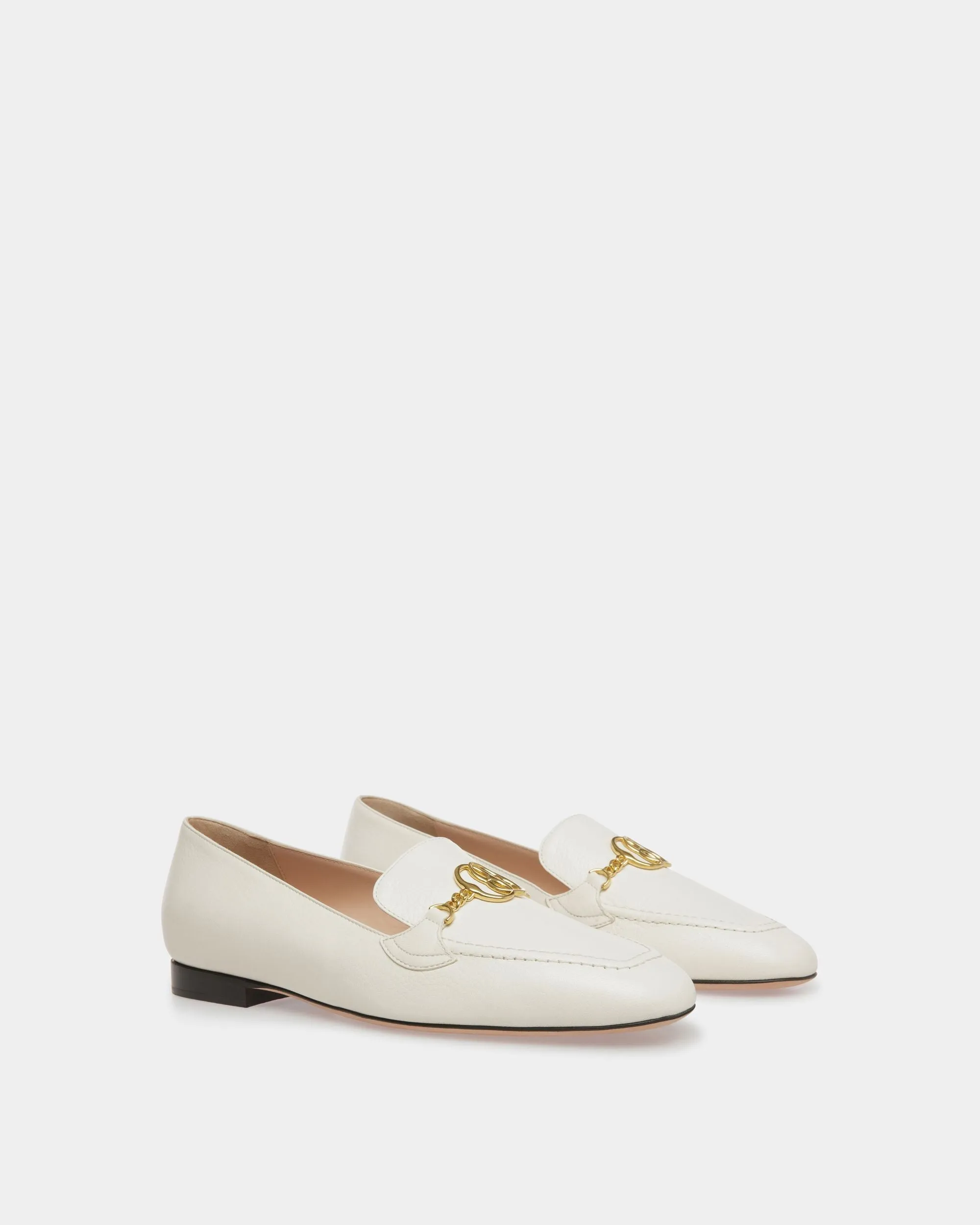 Emblem Loafers In Bone Leather