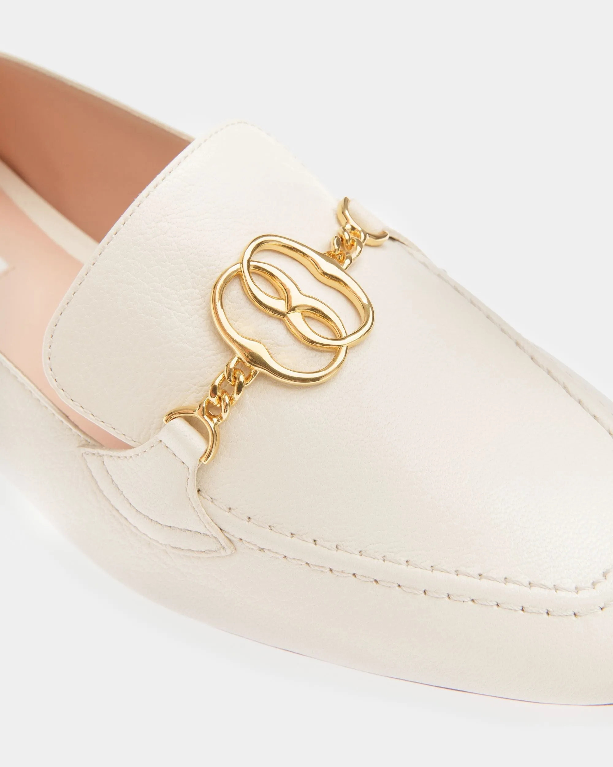 Emblem Loafers In Bone Leather