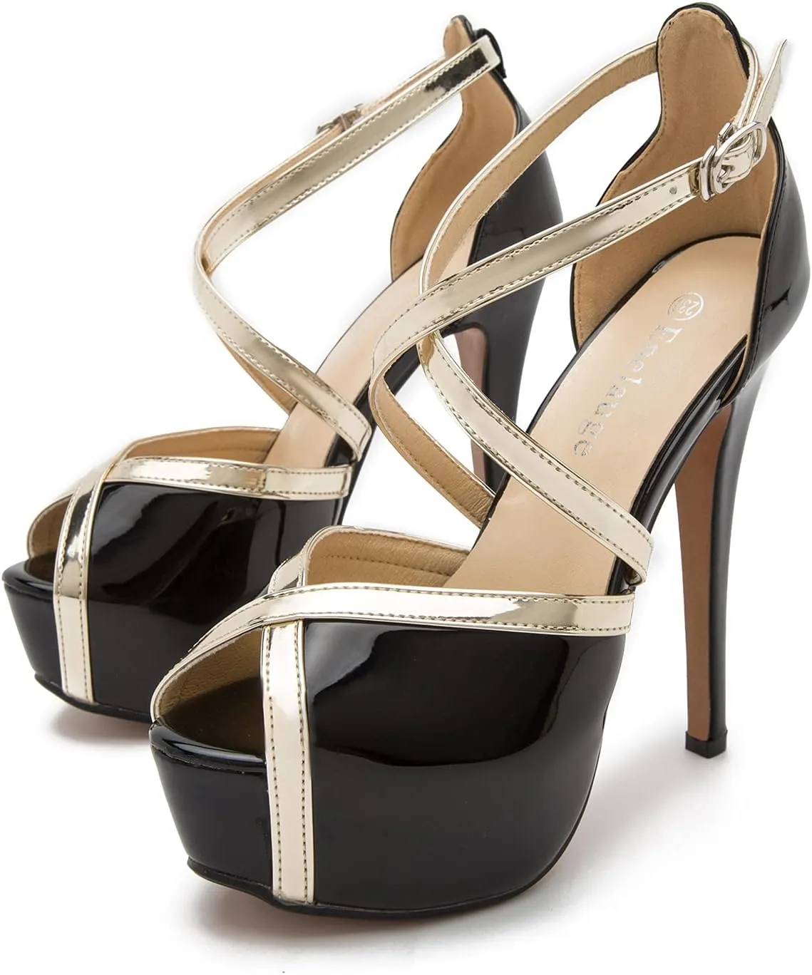 Enelauge Women's Crisscross Strappy Platform High Stiletto Heels Peep Toe Pump Party Sandals