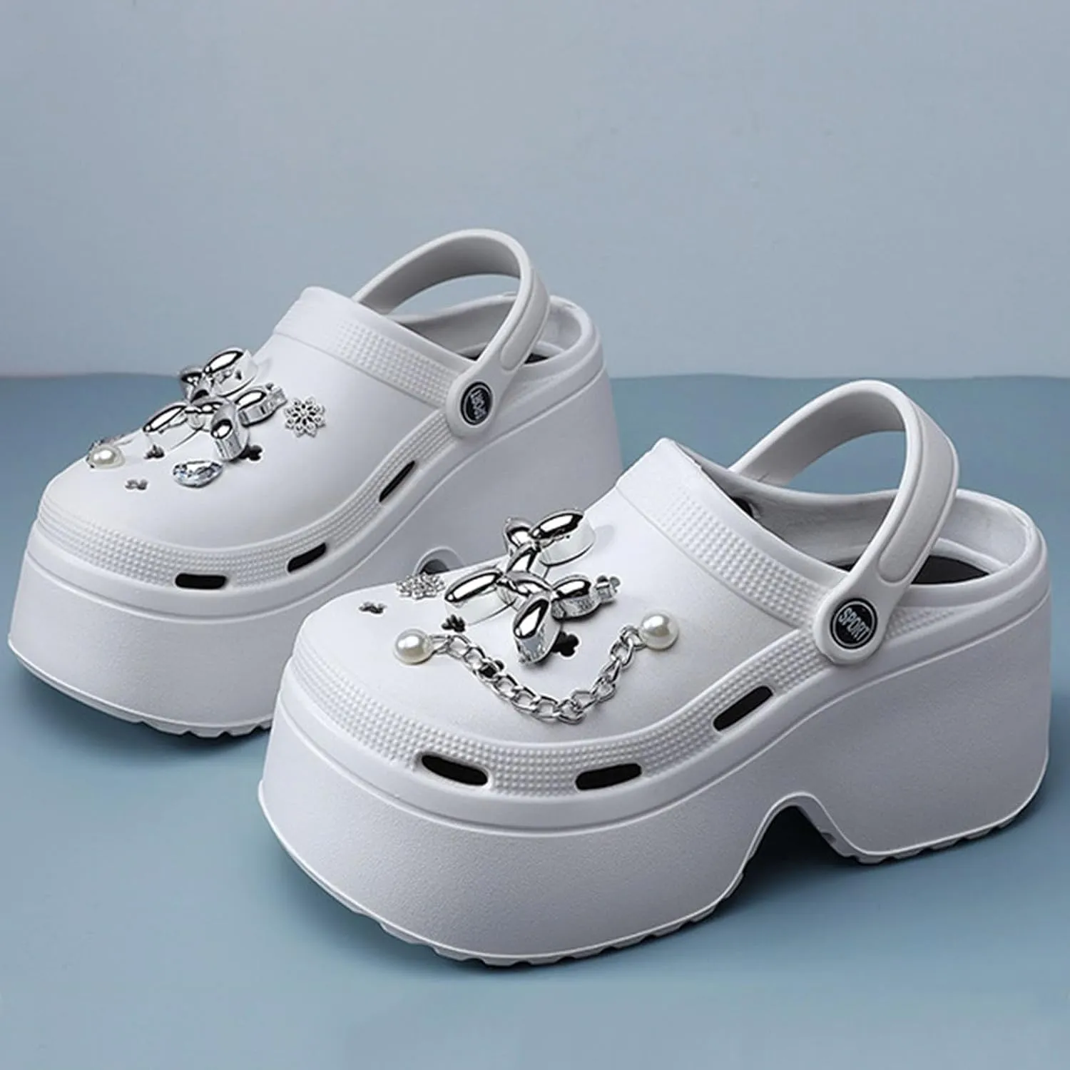 Fashion Women's Platform Clogs Anti Slip Slippers Beach Sandals Gardeners Clogs High Heeled Mule Slippers Gardening Shoes Sandals