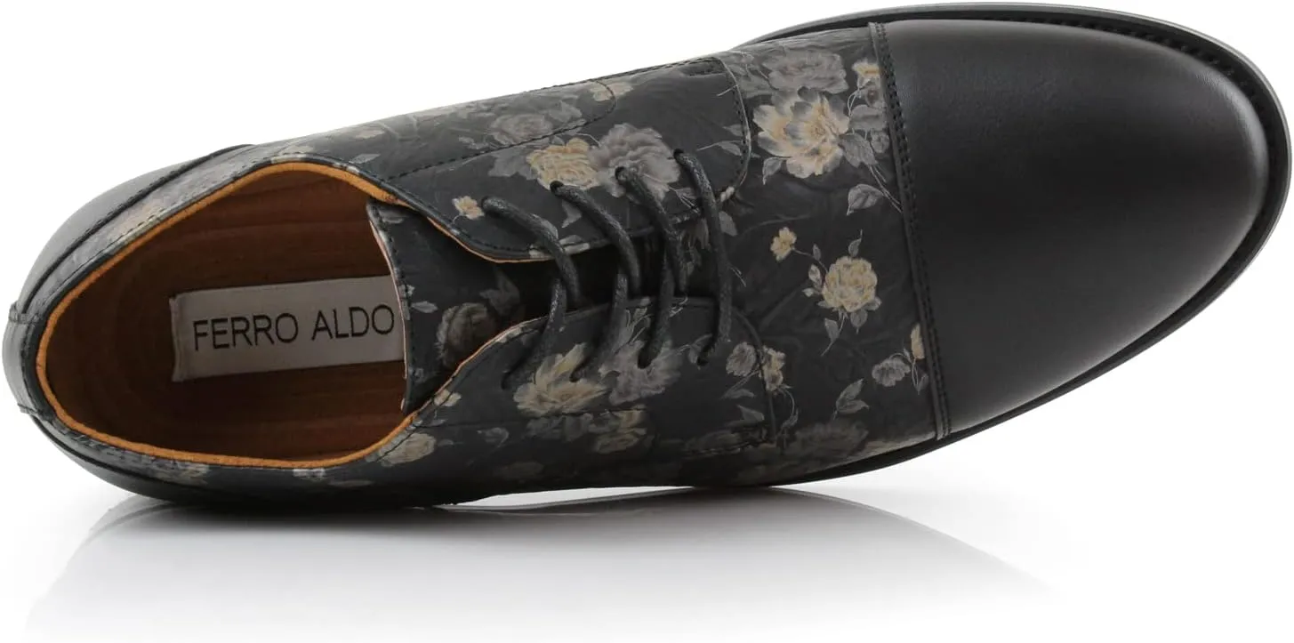 Ferro Aldo Mens Classic Cap-Toe Lace Up Derby Dress Shoes