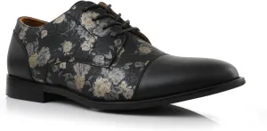 Ferro Aldo Mens Classic Cap-Toe Lace Up Derby Dress Shoes