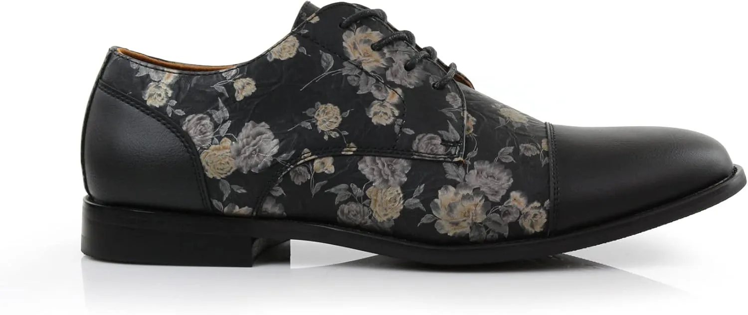 Ferro Aldo Mens Classic Cap-Toe Lace Up Derby Dress Shoes