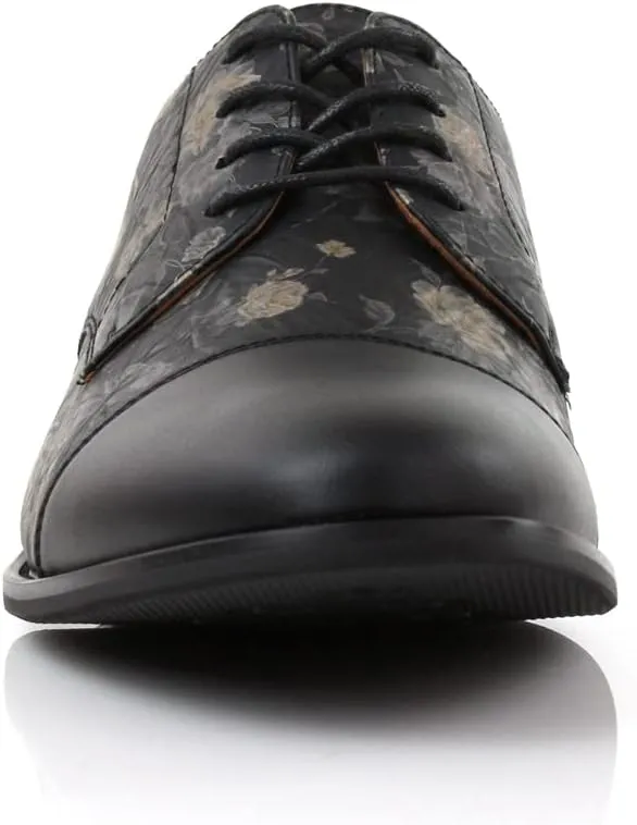 Ferro Aldo Mens Classic Cap-Toe Lace Up Derby Dress Shoes