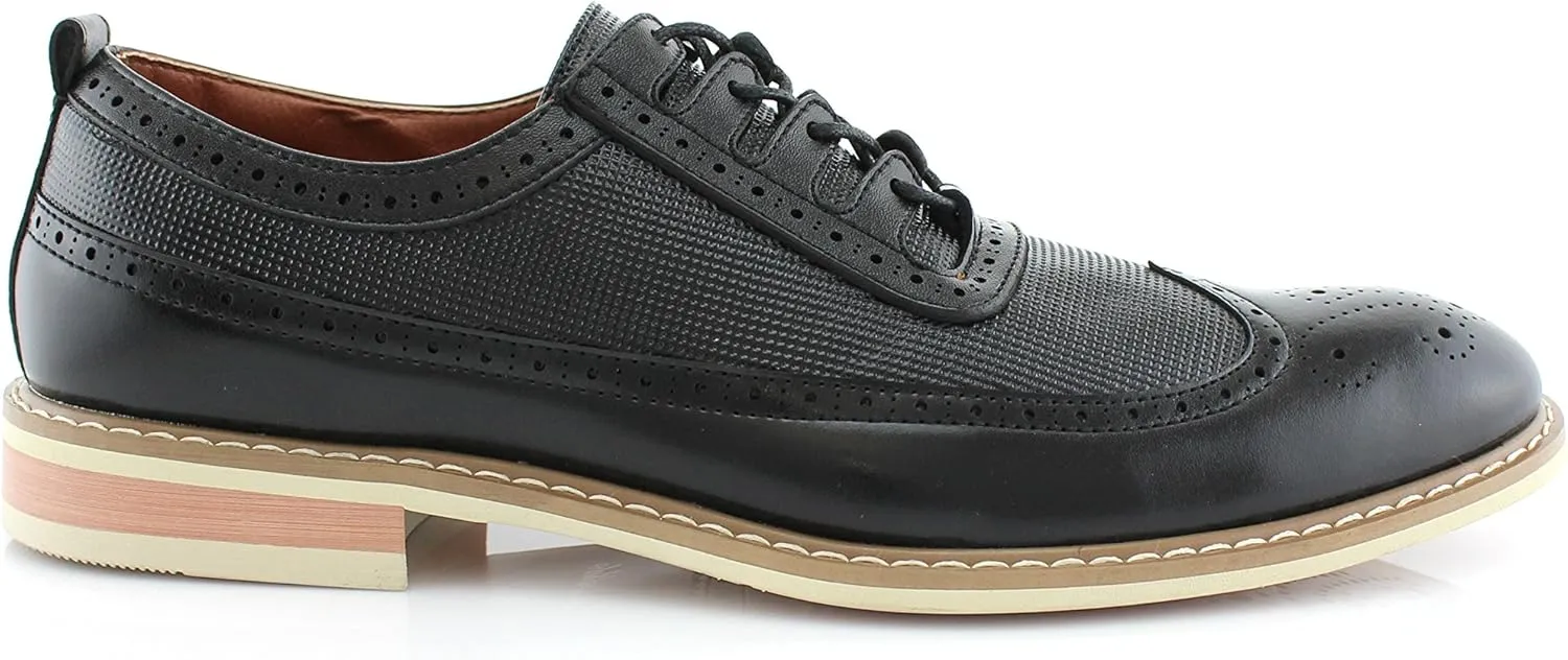Ferro Aldo Phillip MFA19312 Mens Classic Brogue Wingtip Perforated Derby Dress Shoes