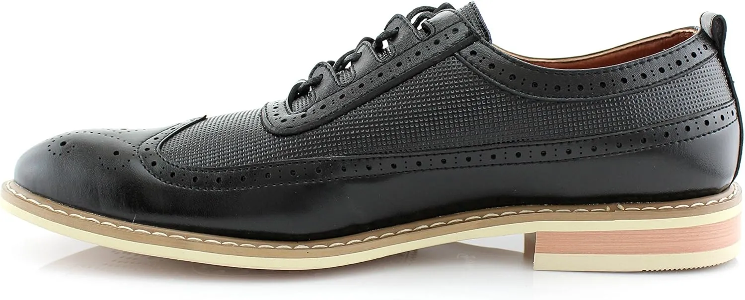 Ferro Aldo Phillip MFA19312 Mens Classic Brogue Wingtip Perforated Derby Dress Shoes