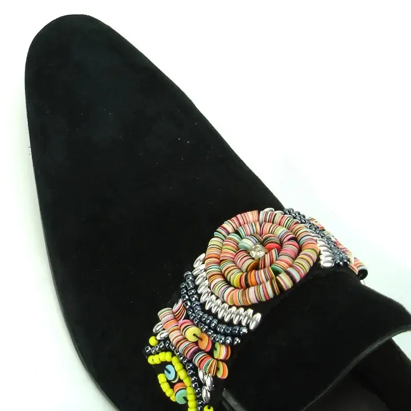 Fiesso FI-7193 Black Suede Loafers