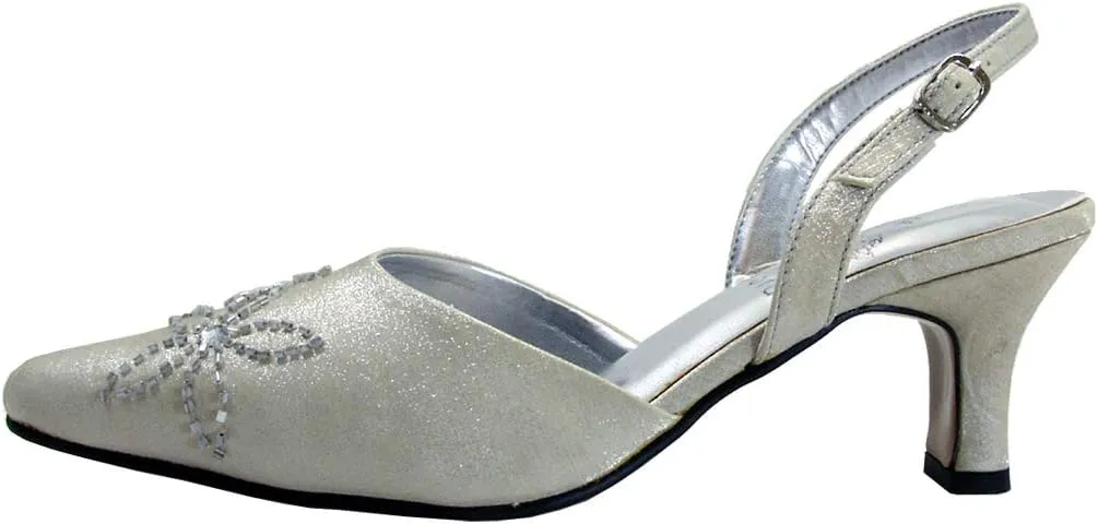 Floral Alma Women's Wide Width Open Shank Dress Slingback Shoes