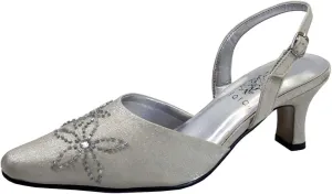 Floral Alma Women's Wide Width Open Shank Dress Slingback Shoes