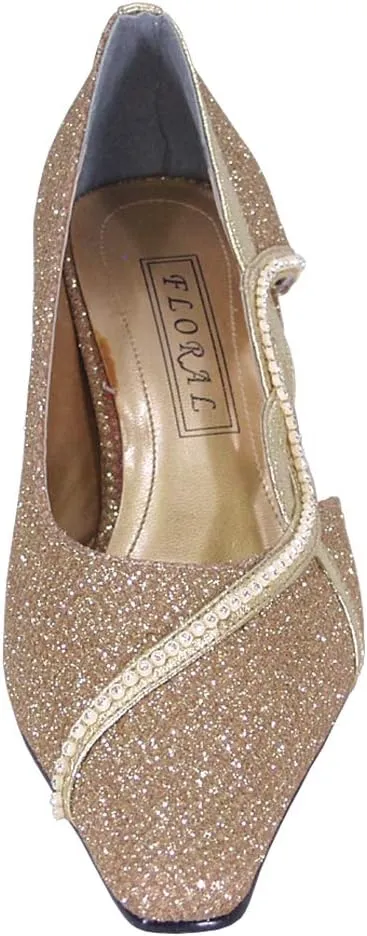 Floral Penny Women's Wide Width Pointed Toe Dress Pumps Evening Shoes