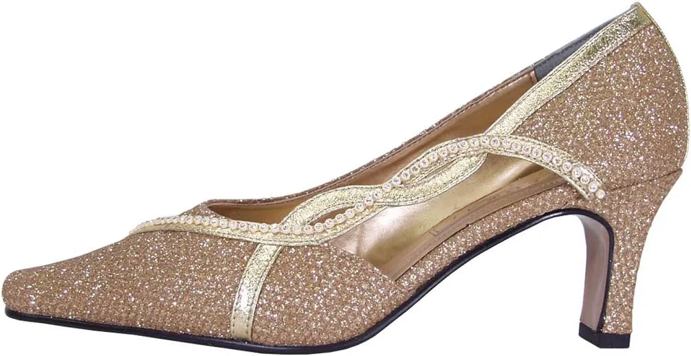 Floral Penny Women's Wide Width Pointed Toe Dress Pumps Evening Shoes