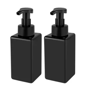Foaming Soap Dispenser, 22 oz Refillable Pump Bottle Plastic for Liquid Soap, Shampoo, Body Wash, 2 Pcs, Black