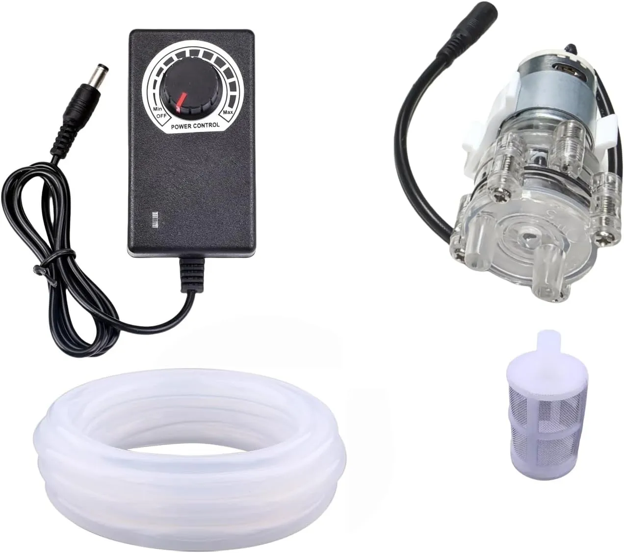 Food Grade Water Pump Speed Control with 13ft Silicon Tube Pipe Low Noise Diaphragm Pump 2L 0.53gal/minute Self Priming Fresh Water Flow Transfer DC Pump Ice Maker Coffee Machine Water Cooling
