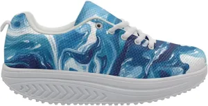 FOR U DESIGNS Breathable Women Swing Wedges Platform Shoes Floral Printed Lightweight Girls Sport Toning Sneakers