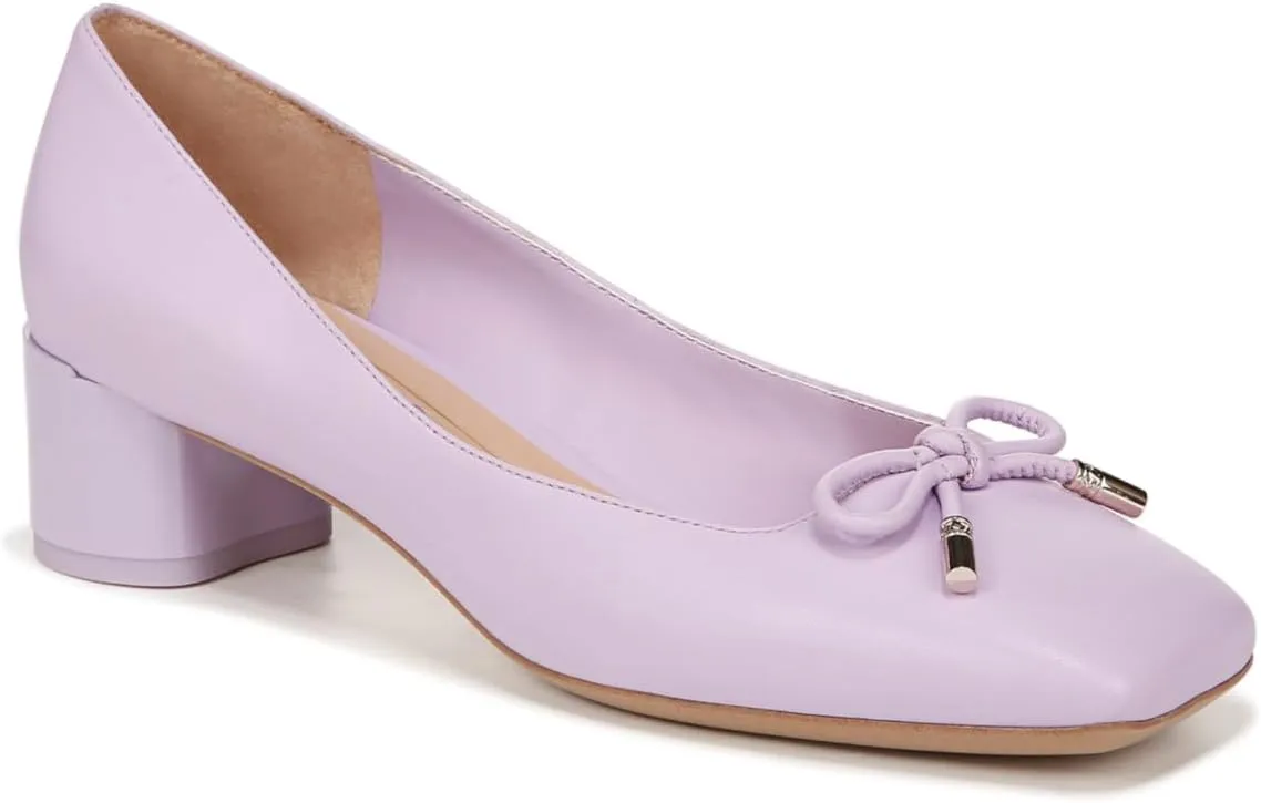 Franco Sarto Women's Natalia Square Toe Block Heel Pump with Bow