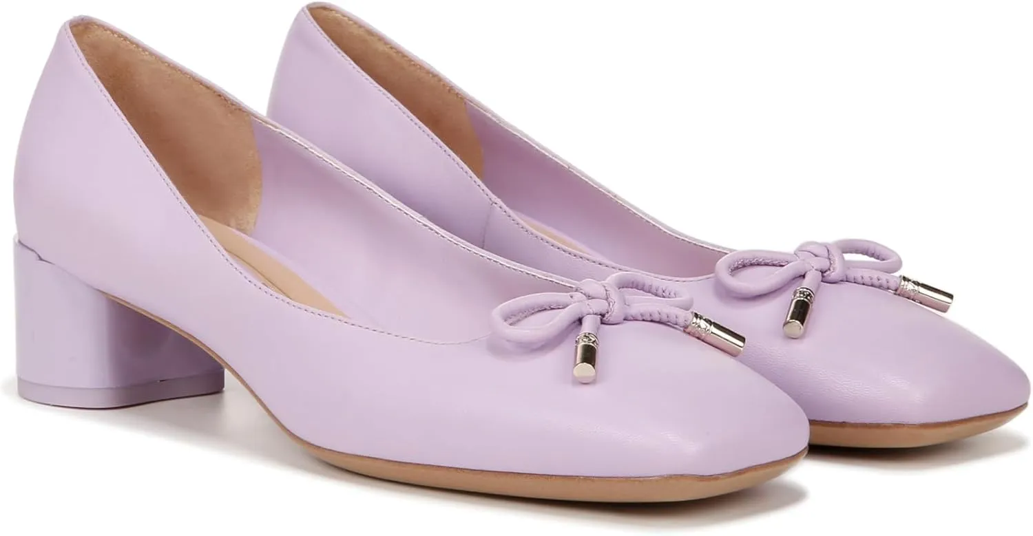 Franco Sarto Women's Natalia Square Toe Block Heel Pump with Bow