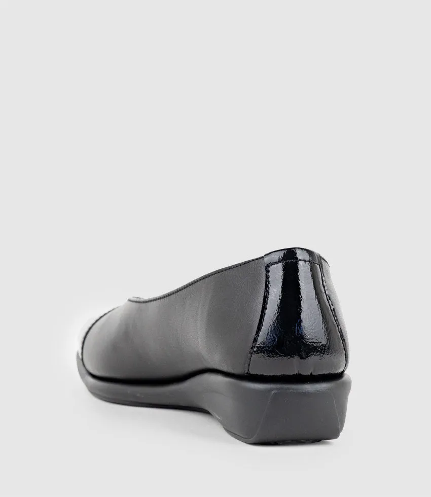 FRANKLY Cap Toe Comfort Ballet in Black