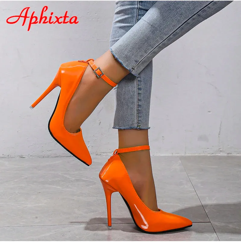 FZ Women's New Luxury Crystals Buckle Pimp Super High 12cm Stiletto Pumps Shoes