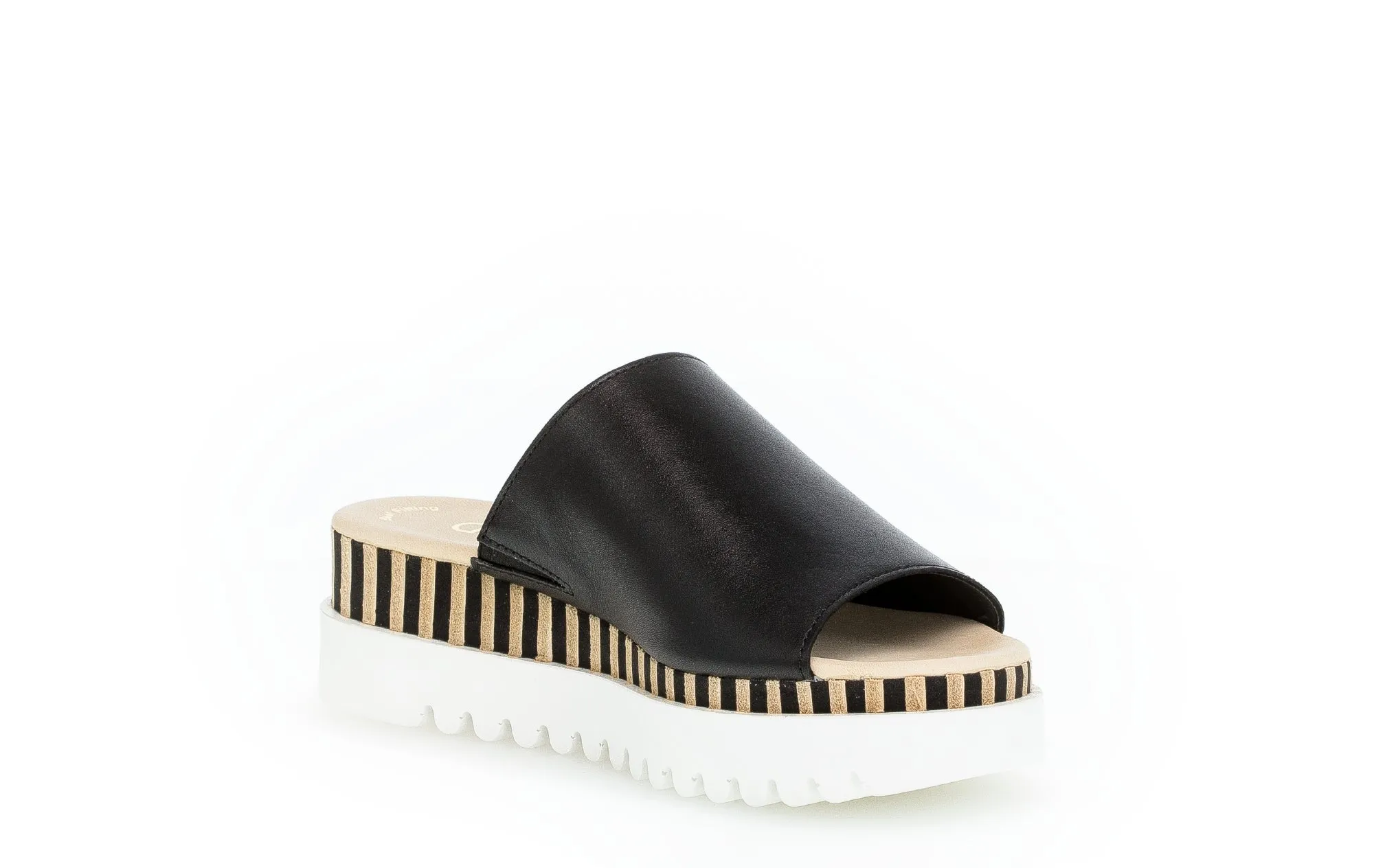 GABOR - 64.663.27 WEDGE MULE - BLACK LEATHER