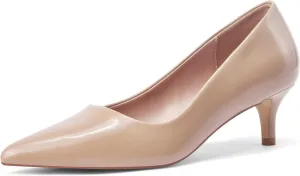 GENSHUO Womens Kitten Heels,Classic 2 Inch Low Heel Pumps Slip On Closed Pointed Toe Pumps Office Work Dress Heeled Pump Shoes