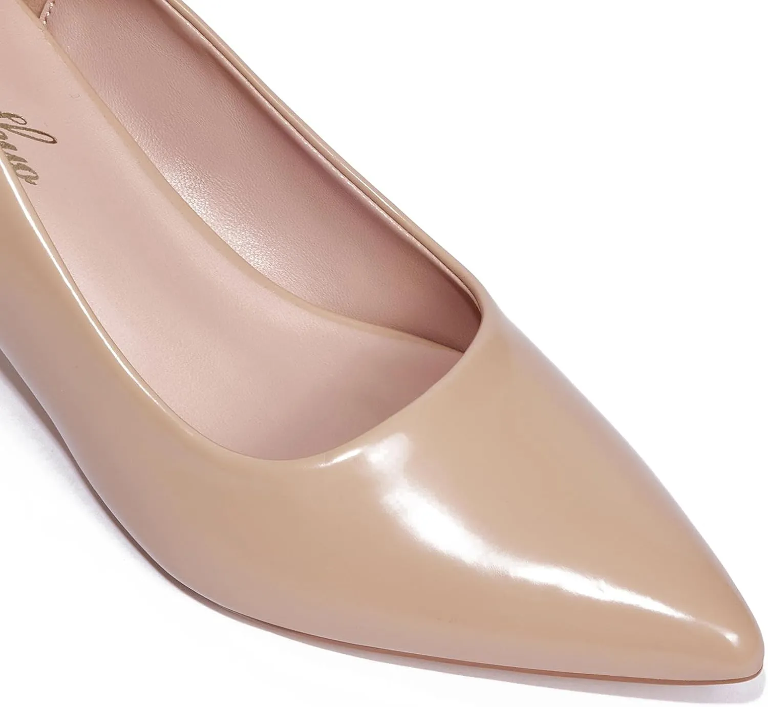 GENSHUO Womens Kitten Heels,Classic 2 Inch Low Heel Pumps Slip On Closed Pointed Toe Pumps Office Work Dress Heeled Pump Shoes