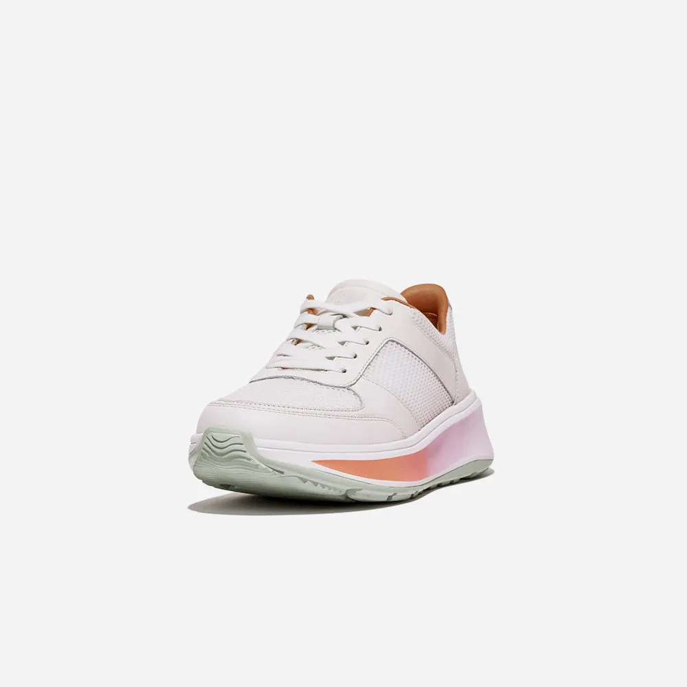 Giày Sneaker Nữ Fitflop F-Mode Ombresole Leather/Mesh Flatform - Trắng
