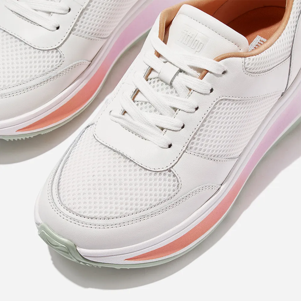 Giày Sneaker Nữ Fitflop F-Mode Ombresole Leather/Mesh Flatform - Trắng