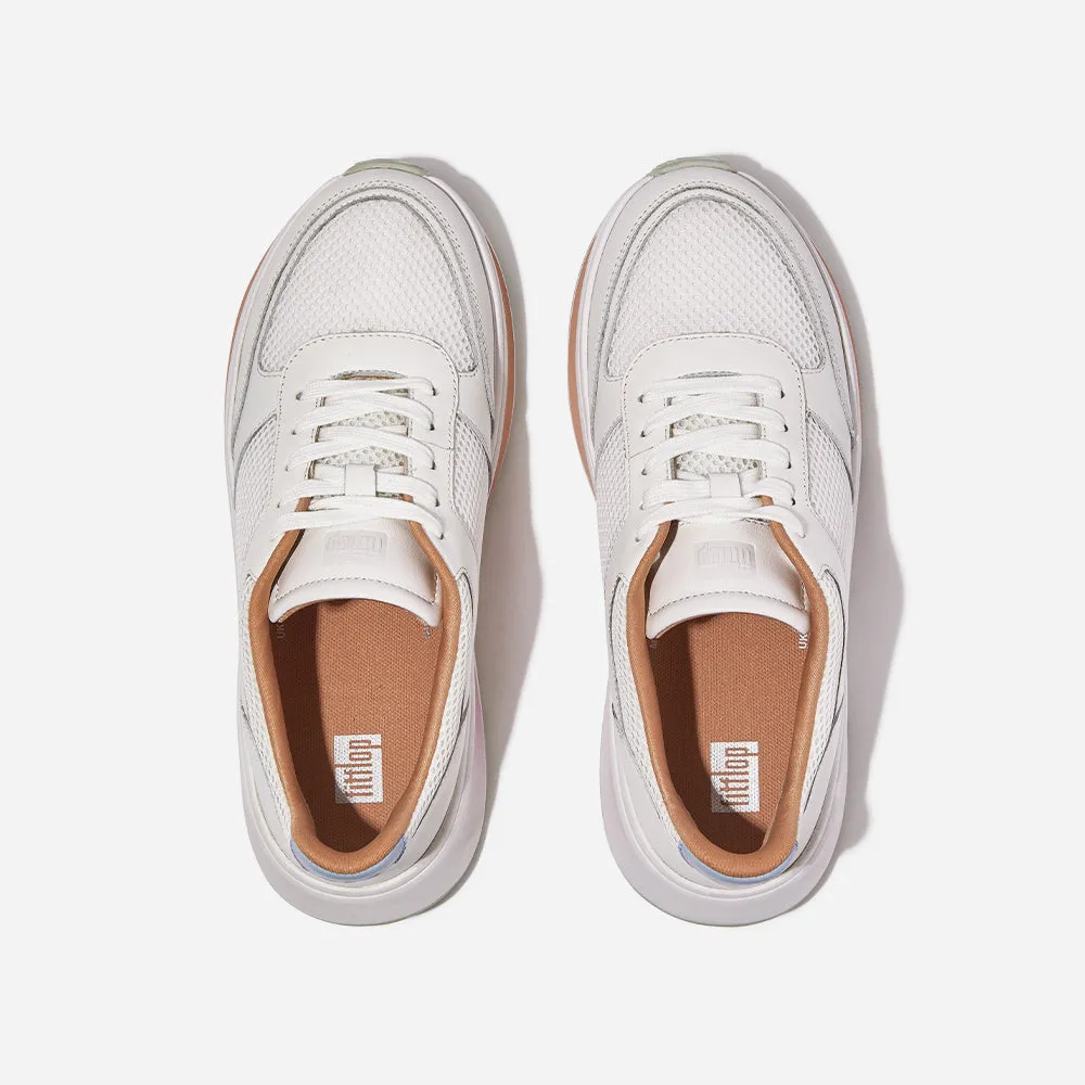 Giày Sneaker Nữ Fitflop F-Mode Ombresole Leather/Mesh Flatform - Trắng