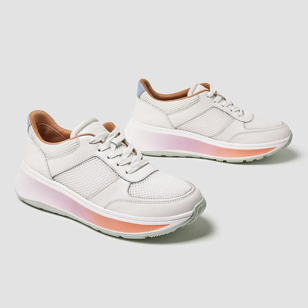 Giày Sneaker Nữ Fitflop F-Mode Ombresole Leather/Mesh Flatform - Trắng
