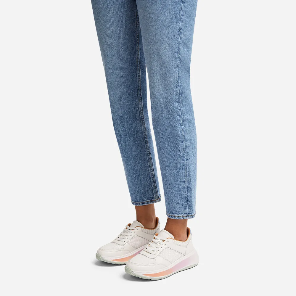 Giày Sneaker Nữ Fitflop F-Mode Ombresole Leather/Mesh Flatform - Trắng