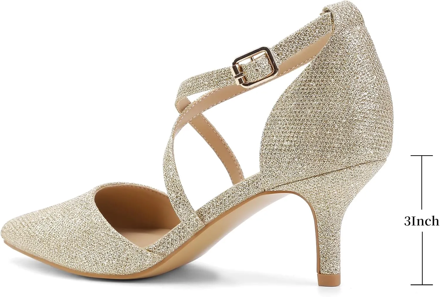 Greatonu Women's Low Heel Pumps Pointed Toe Bridal Wedding Party Kitten Heel Pump Shoes