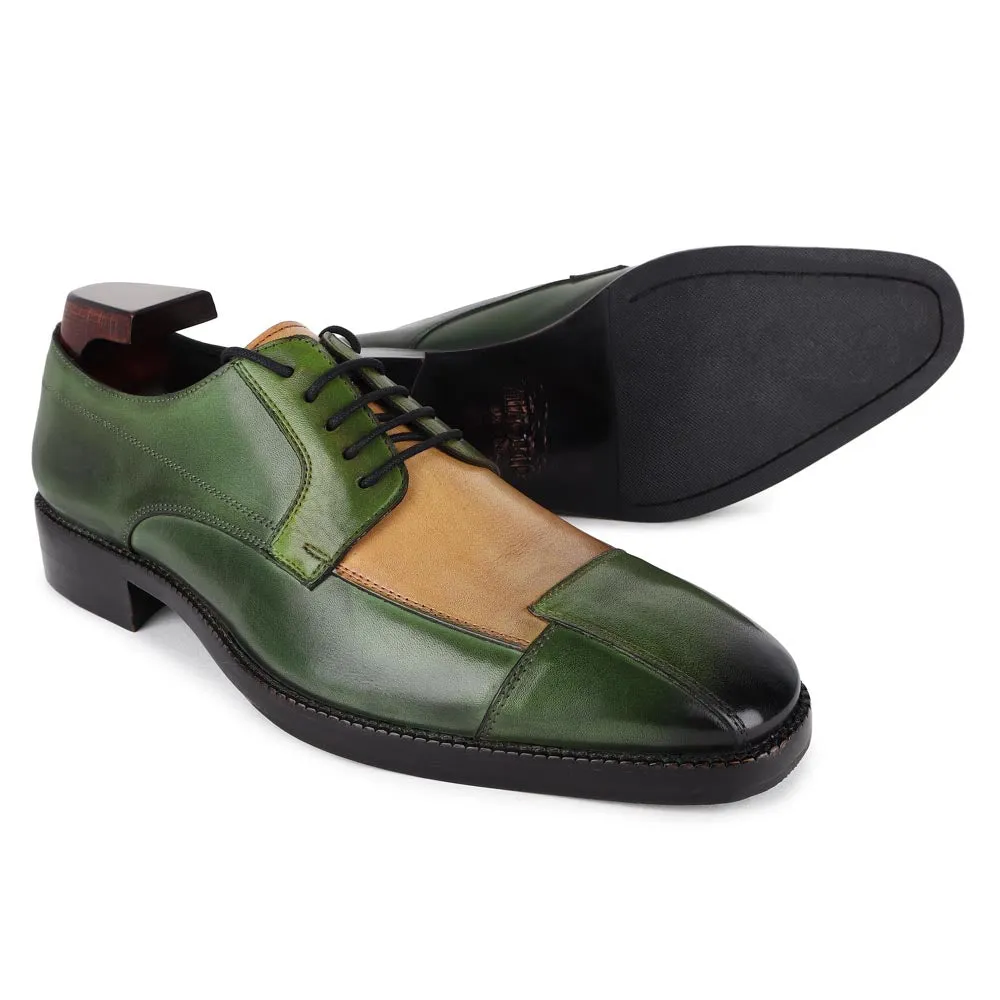 Green Forest Patina Mirror Glossed Triple Tone Derby