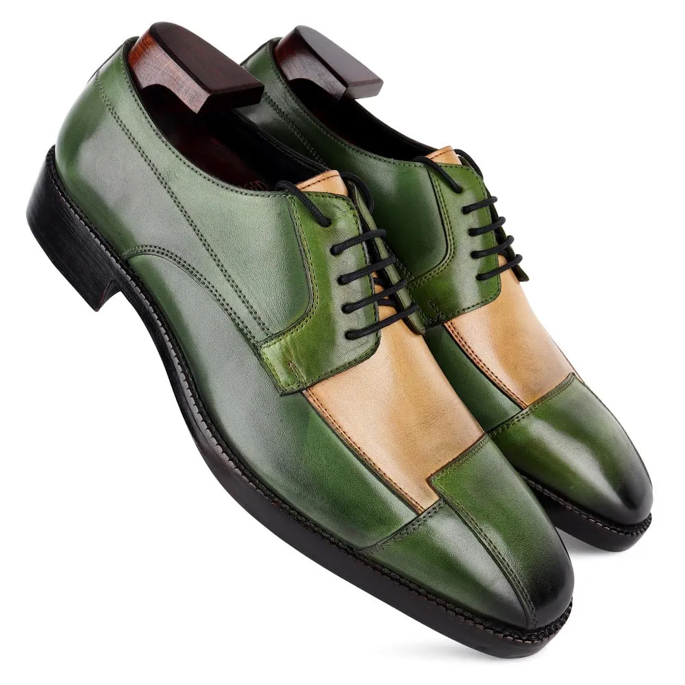 Green Forest Patina Mirror Glossed Triple Tone Derby