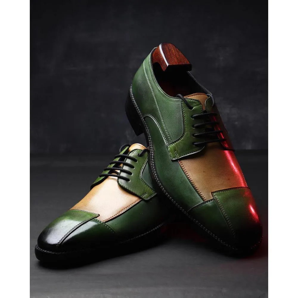 Green Forest Patina Mirror Glossed Triple Tone Derby