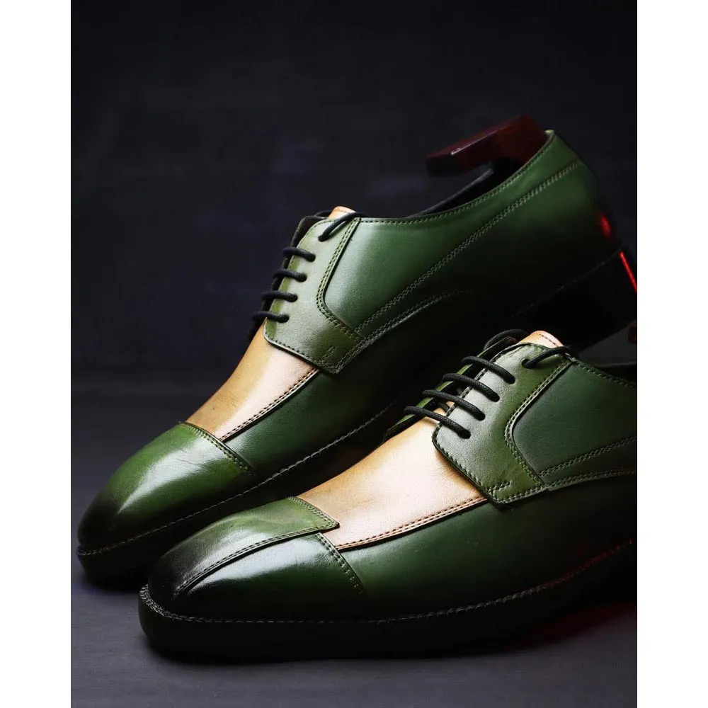 Green Forest Patina Mirror Glossed Triple Tone Derby