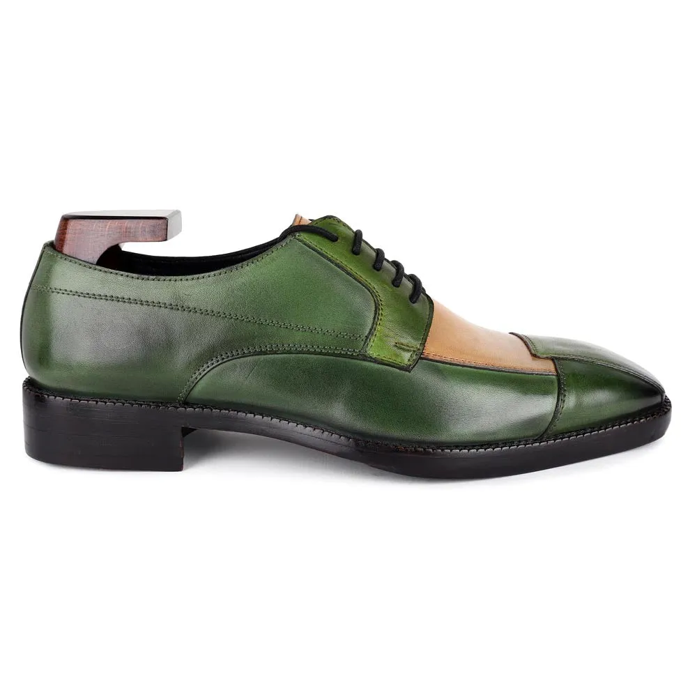 Green Forest Patina Mirror Glossed Triple Tone Derby