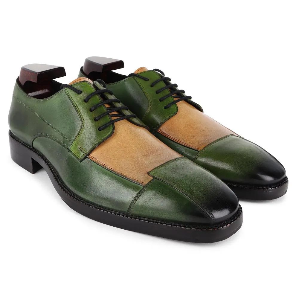 Green Forest Patina Mirror Glossed Triple Tone Derby