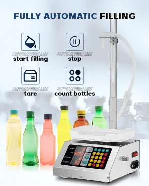 Hanchen Liquid Filling Machine 10g-3kg Bottle Filler Machine Digital Control Filler Pump Weighing Filling Machine for MCT Oil Milk Beverage Juice 110V-220V (Standard American Plug)