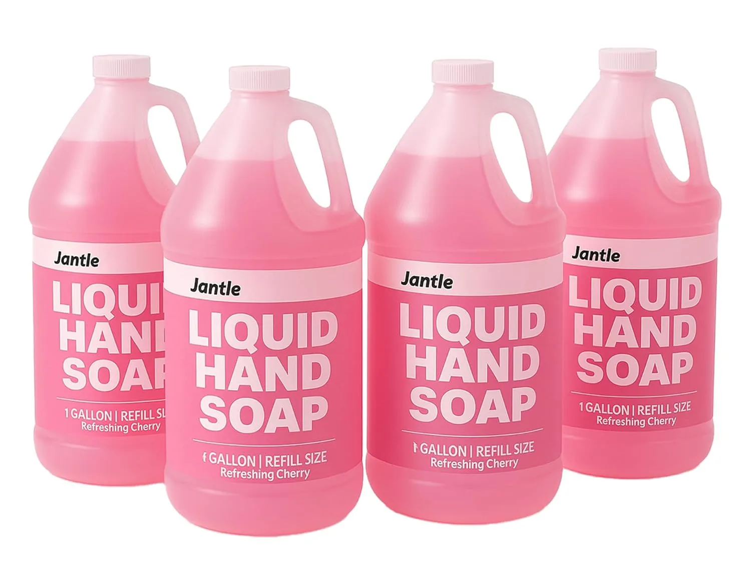 Hand Soap Gallon Refill, Cleansing Liquid Soap, Soothing Pink Lotion Soap Refill, Bulk Hand Soap Refill - Gentle on Skin, Cherry Scent - 1 Gallon per Bottle - 4 Pack