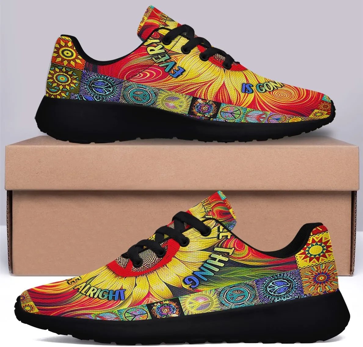 Hippie Fashion Sneakers Men Women Running Shoes Lightweight Breathable Casual Sports Walking Shoes